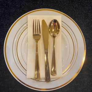 2 packs BRAND NEW!! Gold Plastic Cutlery
